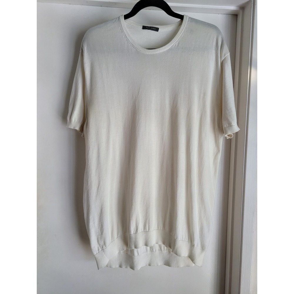 Dan John Men's XL Pullover Sweater White Cotton Made in Italy